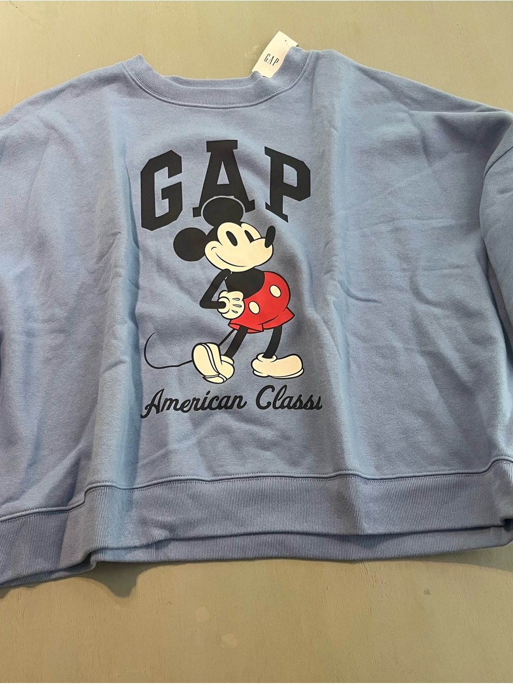 NWT GAP x Disney Mickey Mouse American Classic Light Blue Crewneck Sweatshirt XL